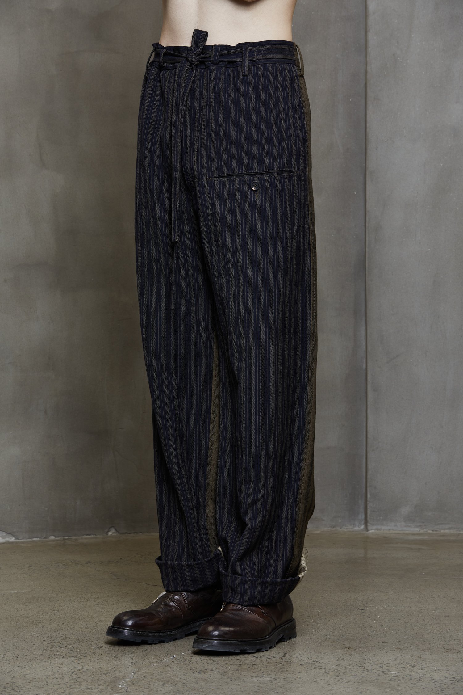 Bicolor Adjustable Extra Long Half Drawstring Trousers  The Dark Gallery